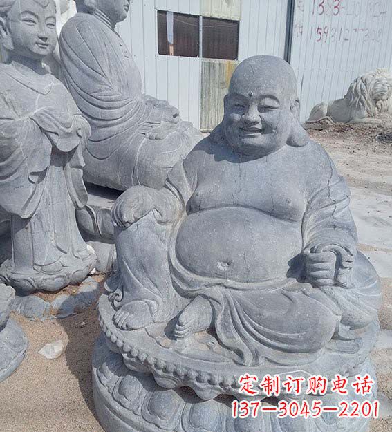 沈阳青石仿古坐式弥勒佛雕塑