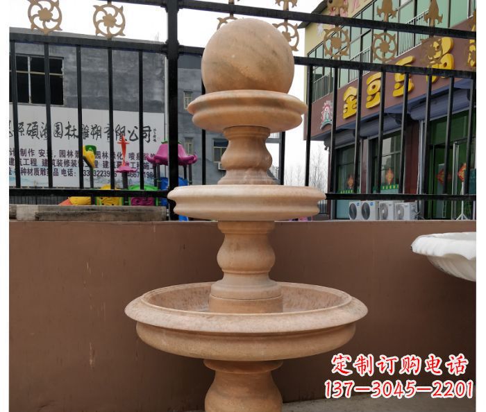 沈阳风水球石雕,晚霞红别墅装饰精品