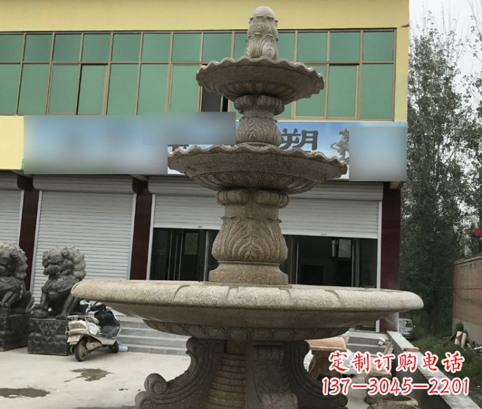 沈阳三层砂岩喷泉别墅欧式石雕