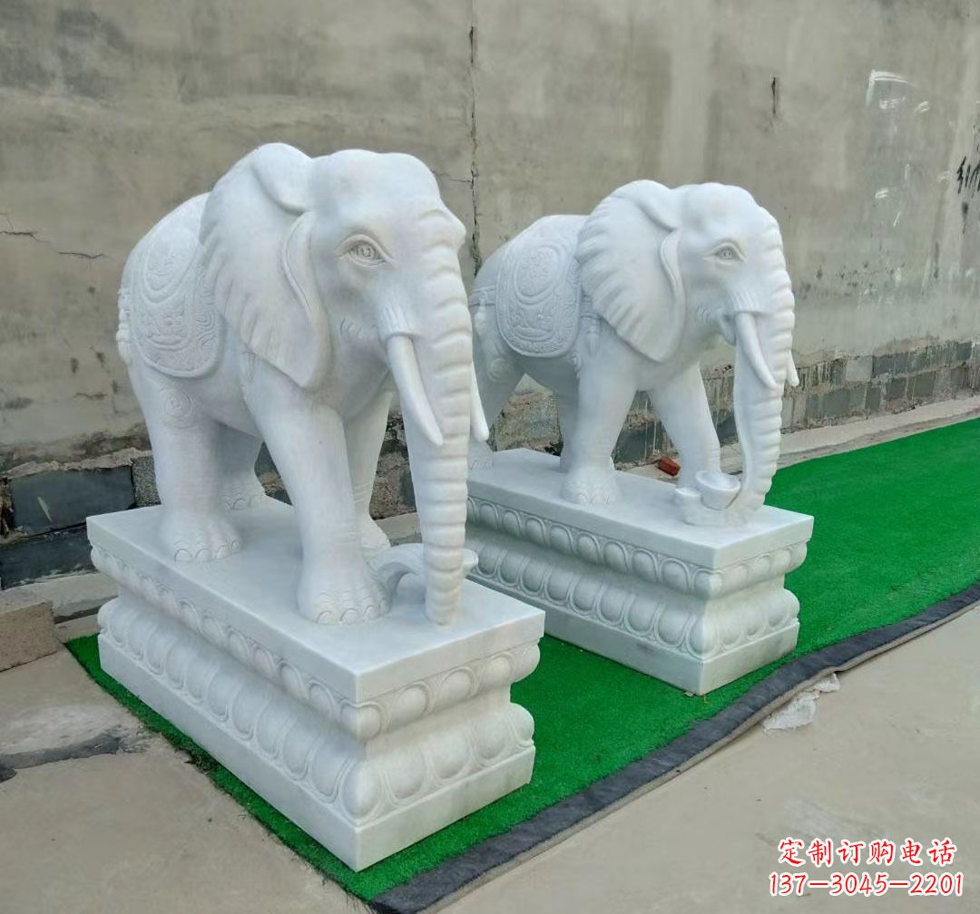 沈阳中领雕塑：精美大象汉白玉雕塑
