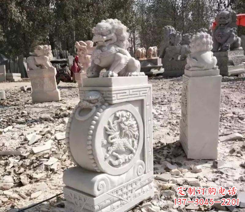 沈阳石雕园林狮子抱鼓石 
