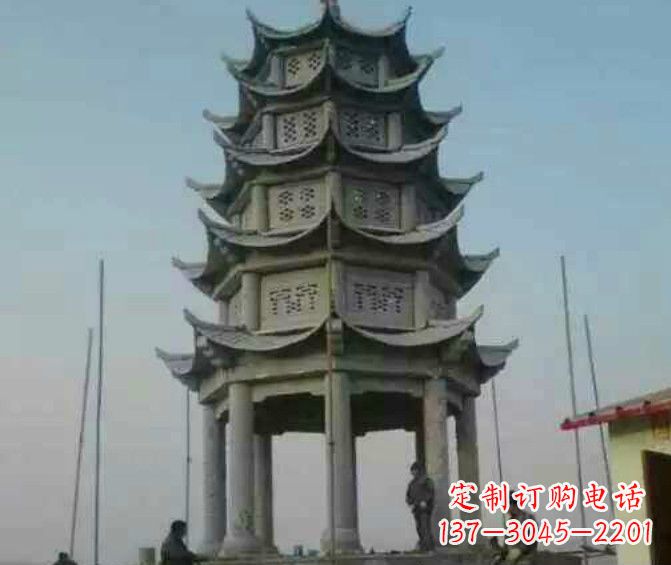 沈阳双层大理石凉亭石雕 (2)