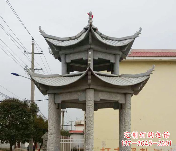 沈阳双层仿古凉亭石雕 (2)
