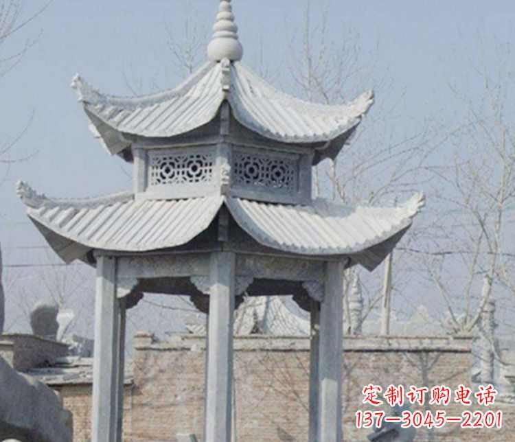 沈阳双层仿古六角凉亭石雕