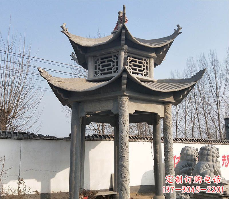 沈阳双层户外凉亭石雕 (2)
