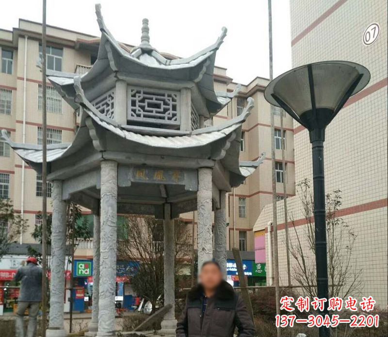 沈阳双层六角凉亭石雕