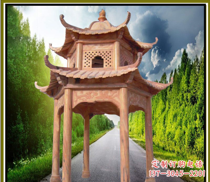 沈阳双层凉亭园林石雕