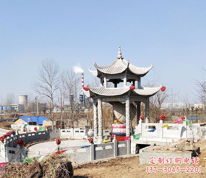 沈阳双层石凉亭石雕 (2)