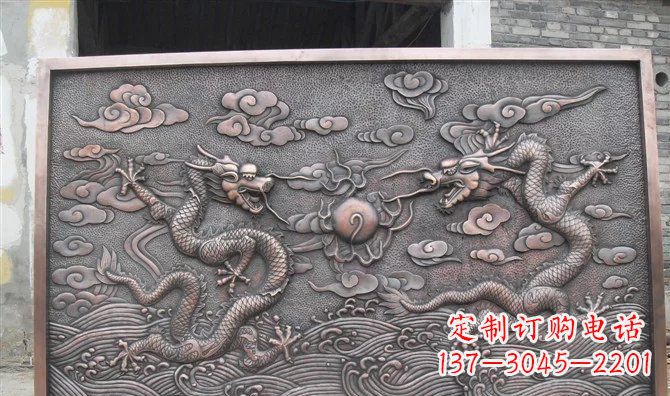 沈阳双龙戏珠铸铜壁画铜浮雕