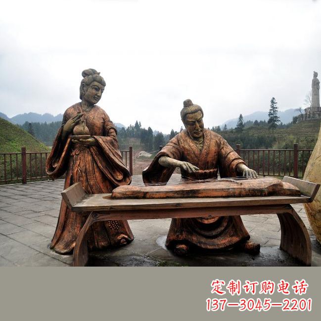 沈阳司马相如与卓文君铜雕塑像-城市广场历史名人情景雕塑