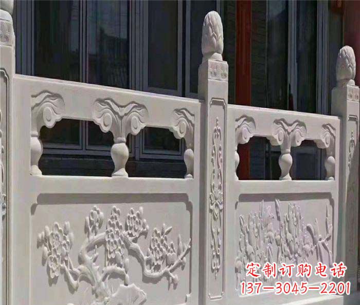 沈阳寺庙景观汉白玉石浮雕栏板 (2)