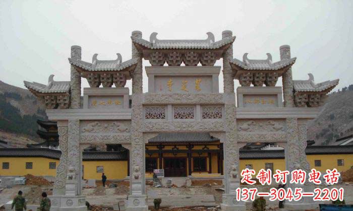 沈阳寺庙景观三门五楼石牌坊