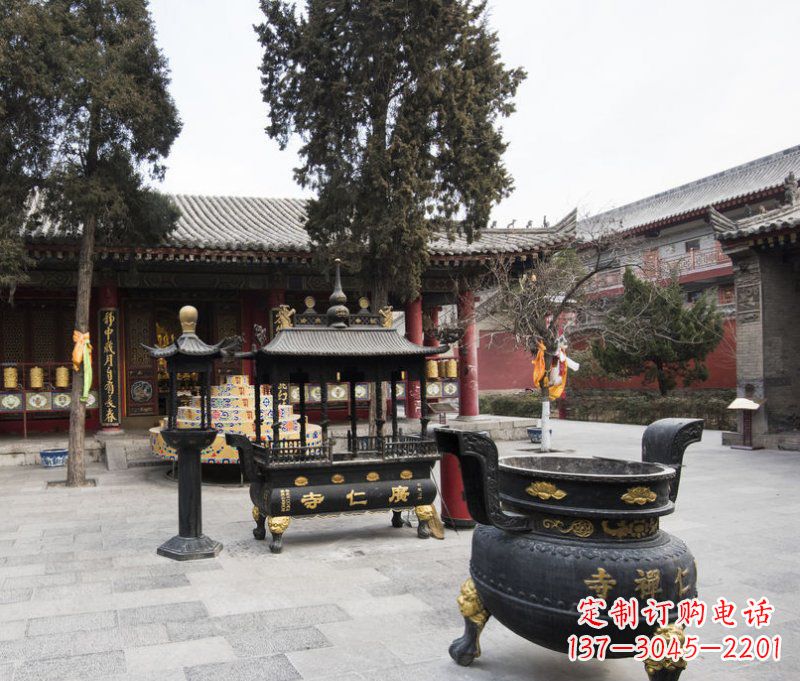 沈阳寺庙铜香炉铜雕