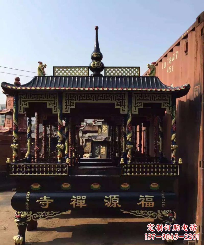 沈阳寺庙香炉铜雕 (2)