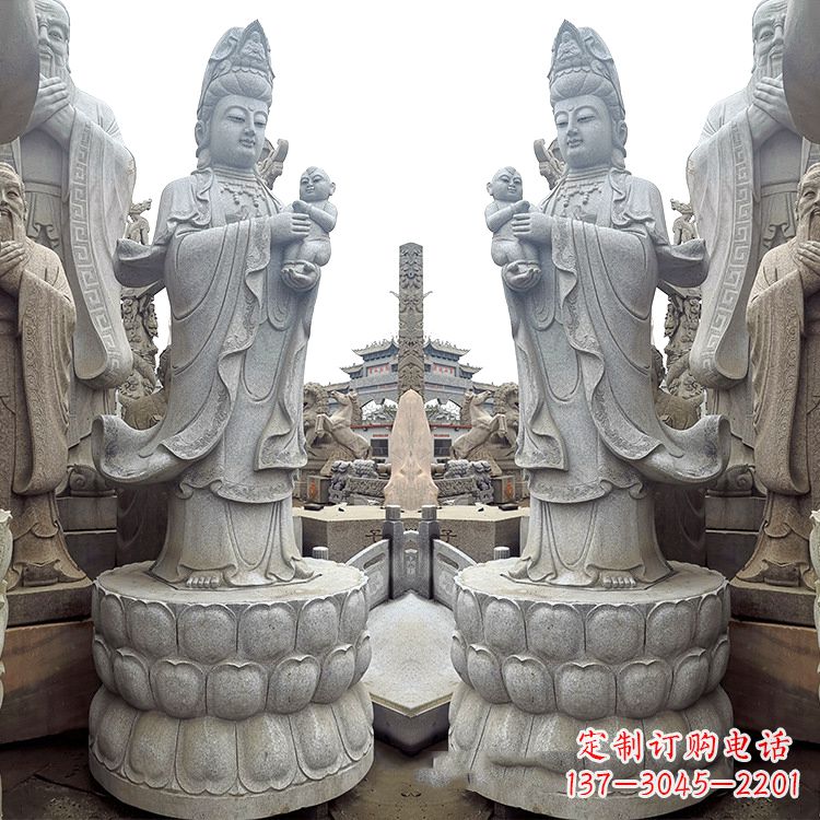沈阳送子观音青石雕塑