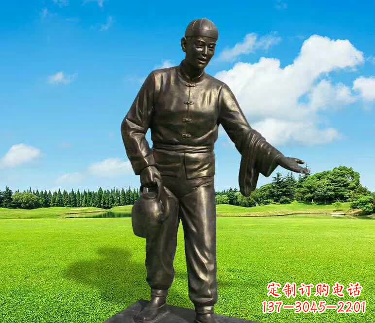 沈阳铜雕店小二人物雕塑1
