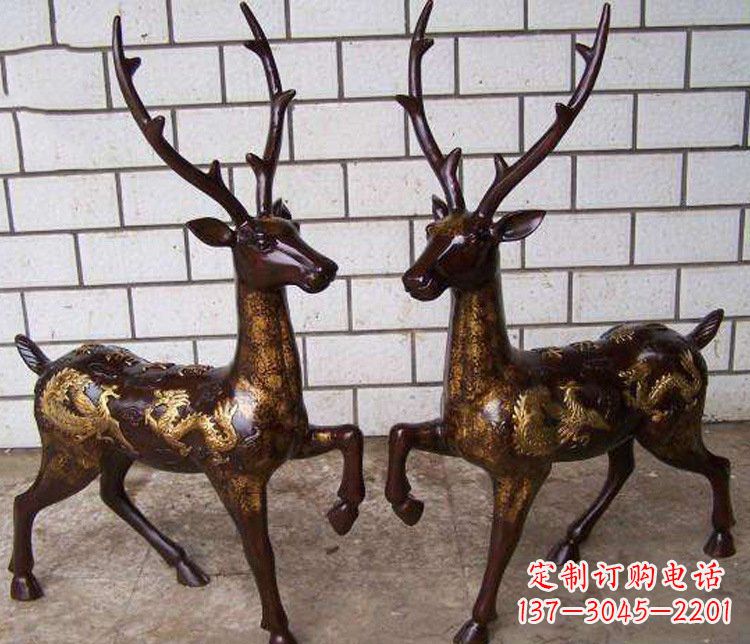 沈阳铜雕吉祥复古梅花鹿雕塑摆件