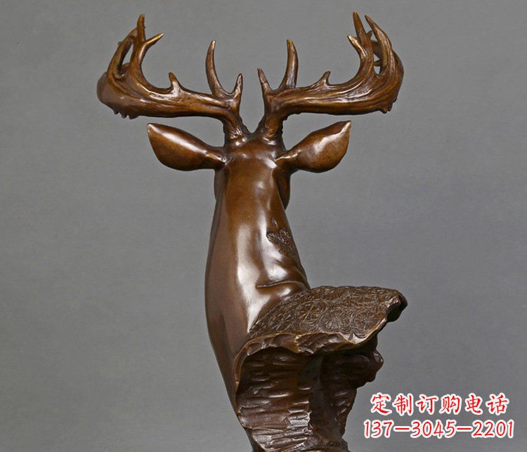 沈阳铜雕吉祥招财鹿头雕塑摆件