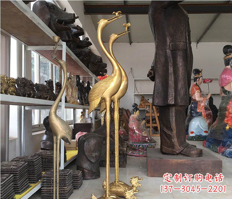 沈阳铜雕金属仙鹤动物雕塑