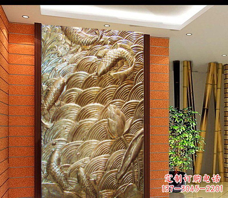 沈阳铜雕酒店锻造鲤鱼壁画景观摆件