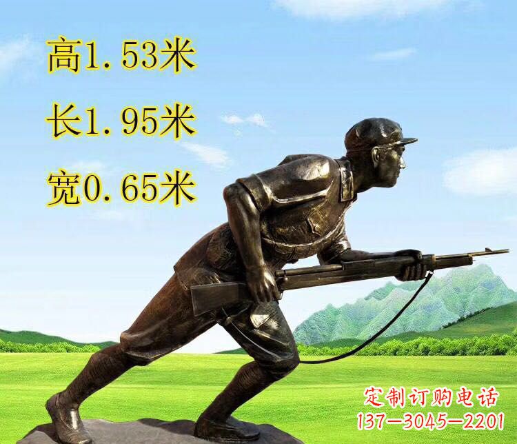 沈阳铜雕拿枪战士雕塑