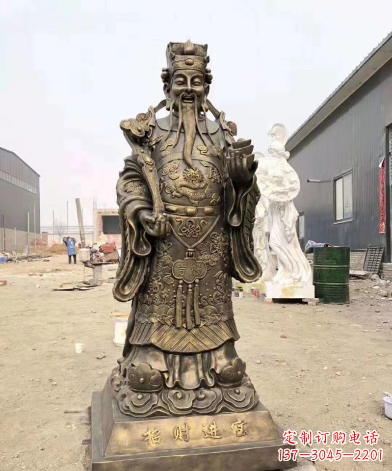 沈阳铜雕寺庙财神雕塑
