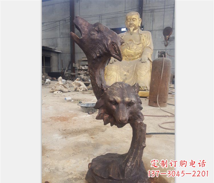 沈阳铜雕园林金钱豹动物雕塑