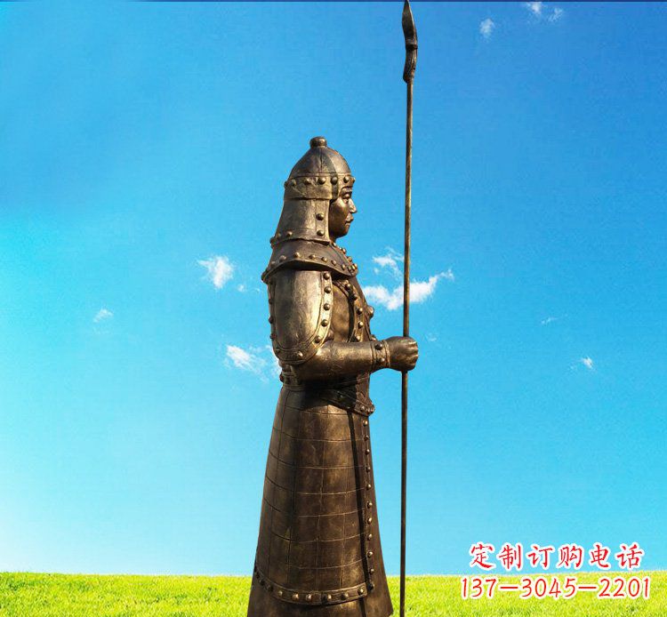 沈阳铜雕战士站岗古代人物雕塑