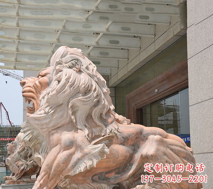 沈阳晚霞红欧式狮子石雕 (3)