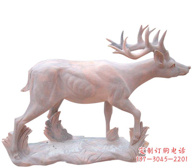 沈阳晚霞红小鹿石雕