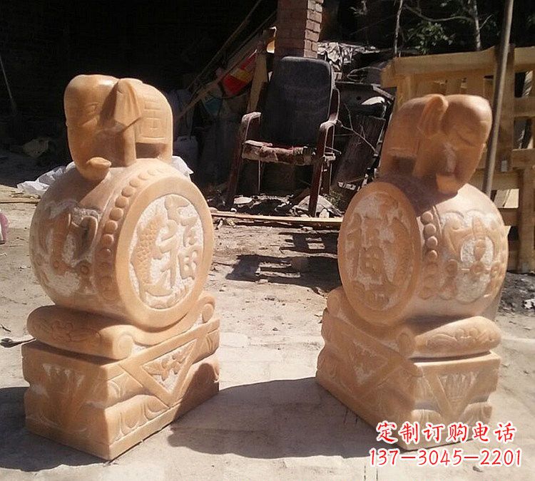 沈阳晚霞红小象门墩