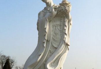 沈阳古典美女雕塑——十二花神之四月牡丹杨玉环汉白玉