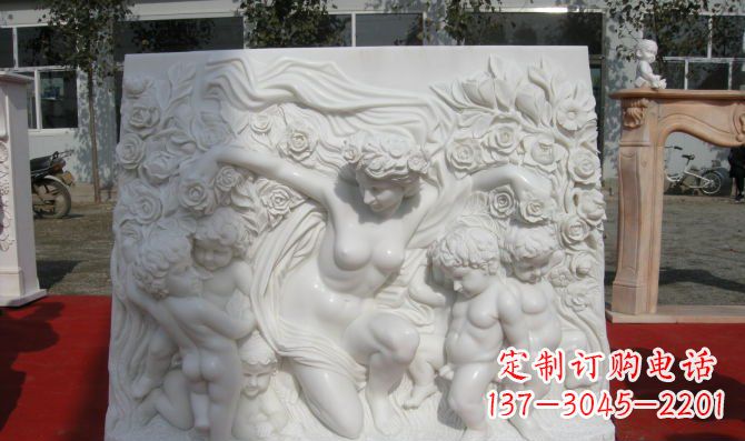 沈阳西方女人与孩子汉白玉浮雕