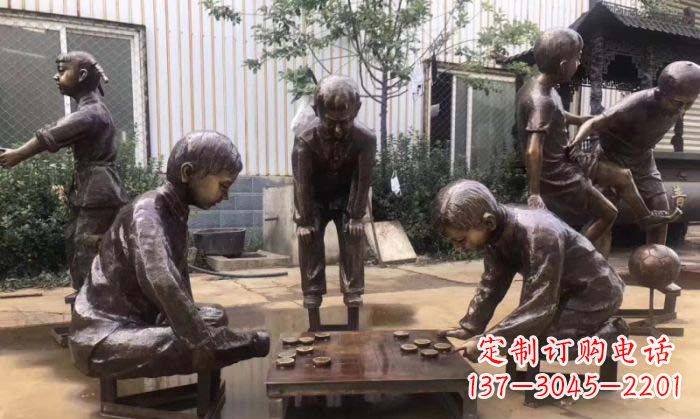 沈阳下象棋儿童铜雕 (2)
