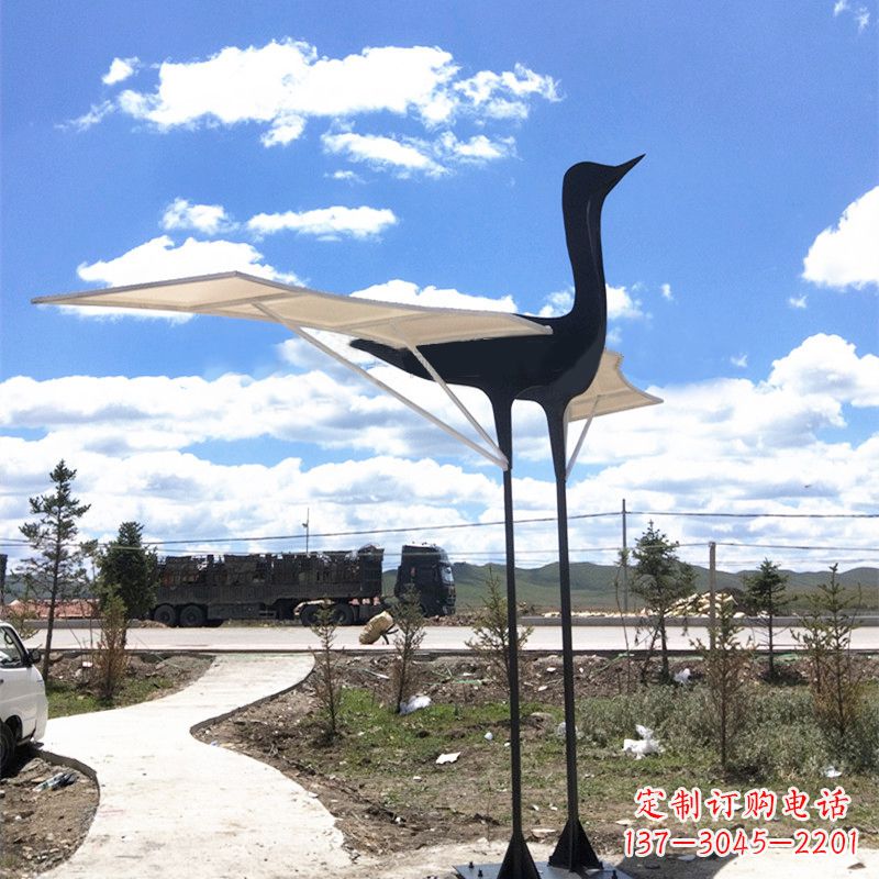 沈阳仙鹤不锈钢遮阳亭景观雕塑