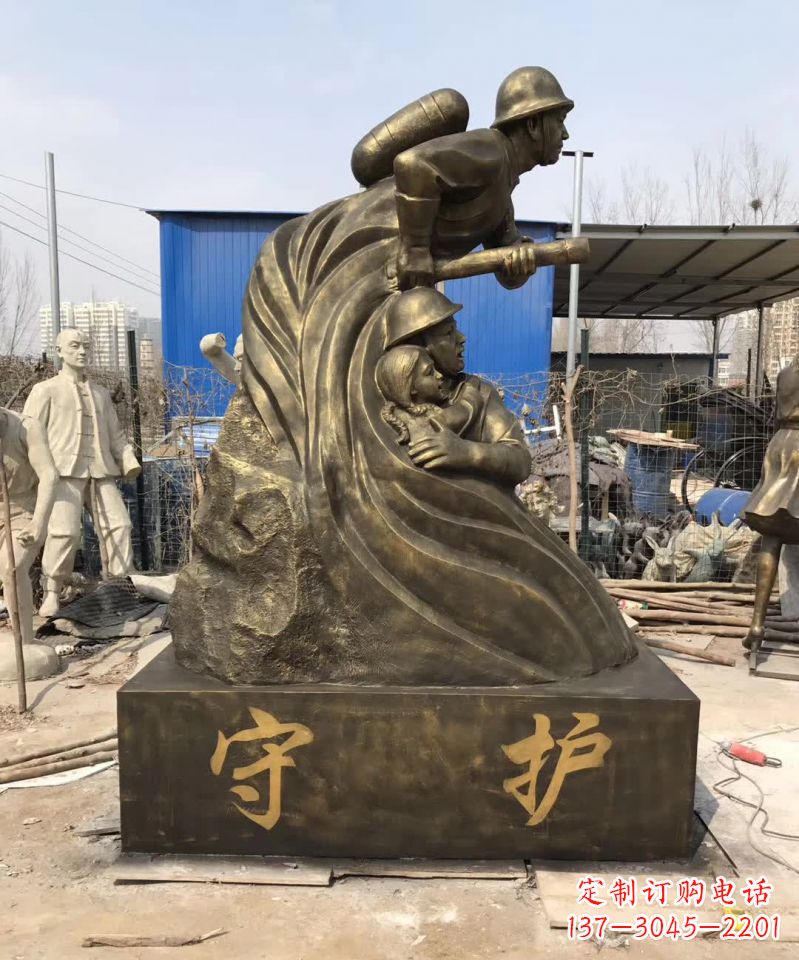 沈阳消防员铜雕112