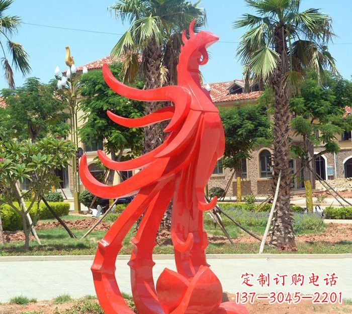 沈阳小区抽象不锈钢凤凰雕塑