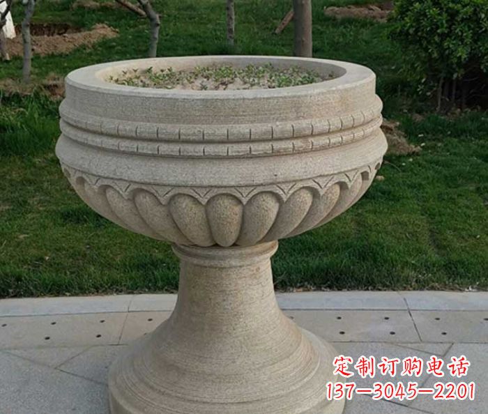 沈阳小区大理石花盆摆件石雕