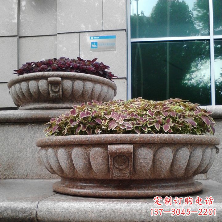 沈阳小区花岗岩石雕花盆