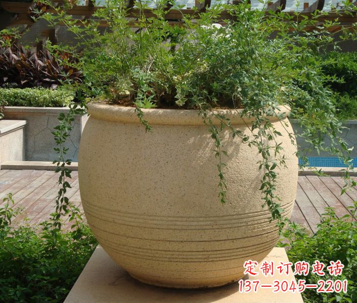 沈阳小区景观大理石花盆石雕 (2)