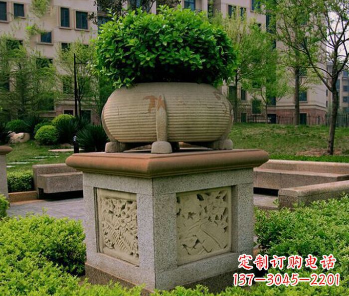 沈阳小区景观大理石花盆石雕 (3)