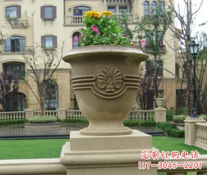 沈阳小区景观大理石花盆石雕 (5)