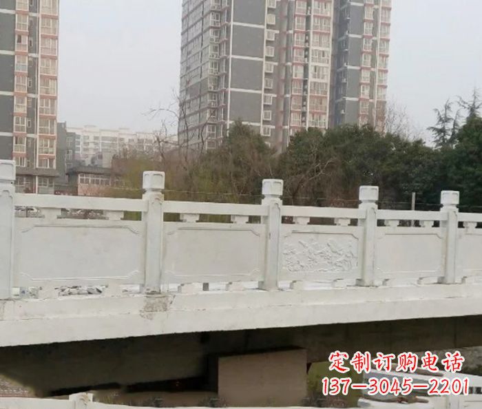 沈阳小区景观汉白玉石雕栏板 (2)