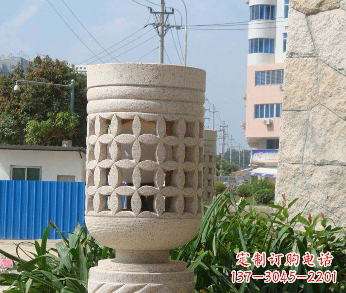 沈阳小区景观镂空石灯石雕