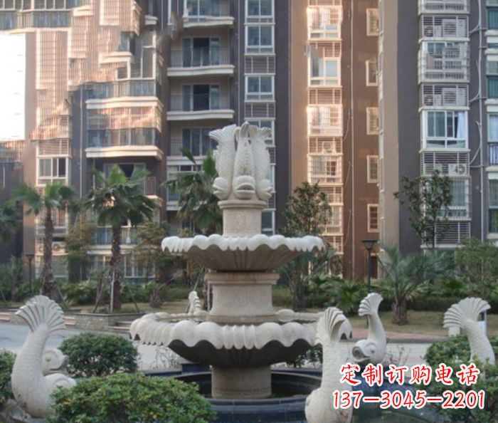 沈阳小区景观鲤鱼喷泉石雕