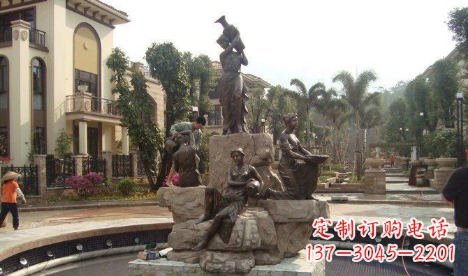 沈阳小区西方美女喷泉人物铜雕