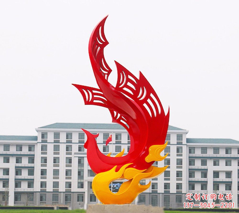沈阳校园不锈钢凤凰浴火雕塑