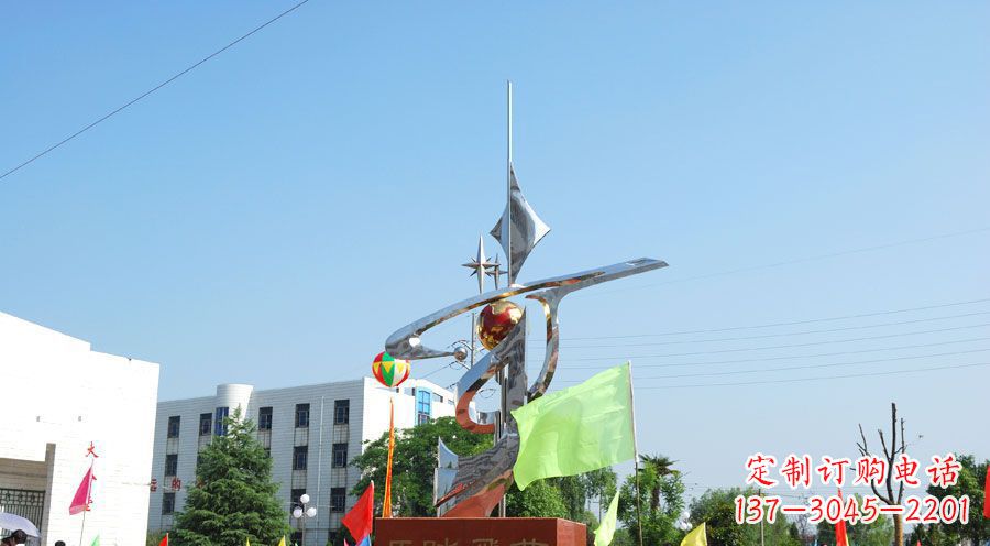 沈阳校园不锈钢马踏飞燕地球雕塑