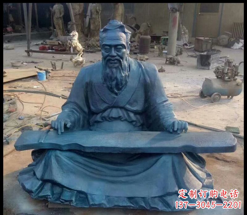 沈阳校园孔子弹琴铜雕