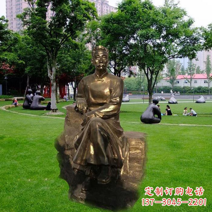 沈阳校园名人鲁迅先生玻璃钢仿铜雕像